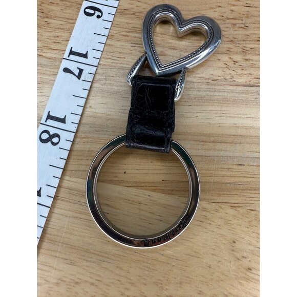 Brighton Silver Heart Key Chain With Black Leather Accent - Picture 6 of 9